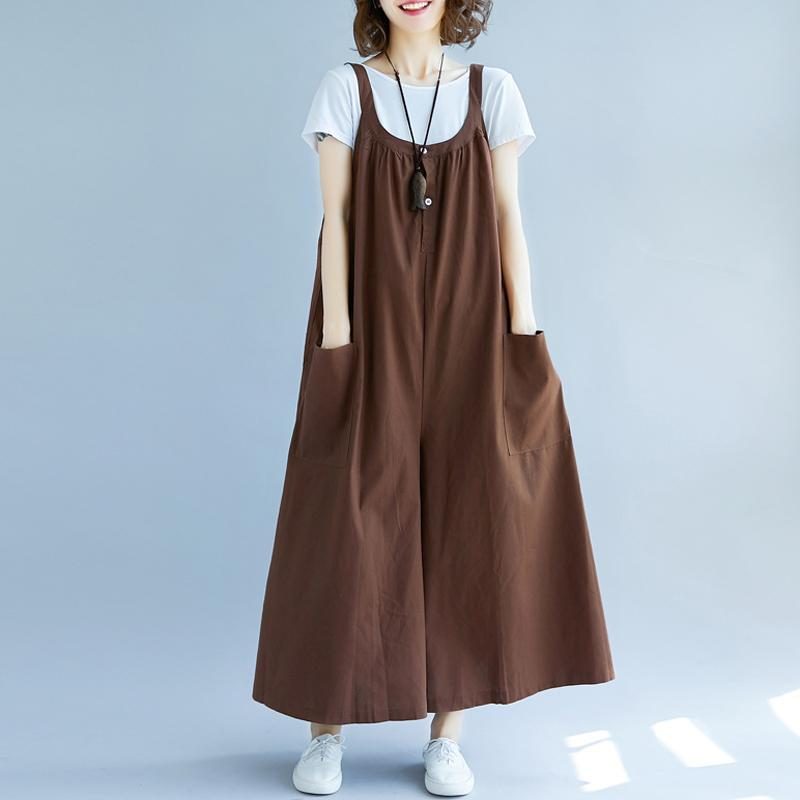 Damen Sommer Solide Geraffte Taschen Beiläufige Lose Overalls