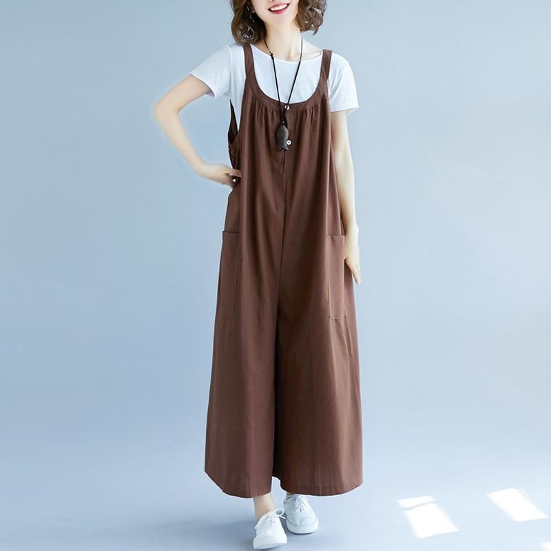 Damen Sommer Solide Geraffte Taschen Beiläufige Lose Overalls