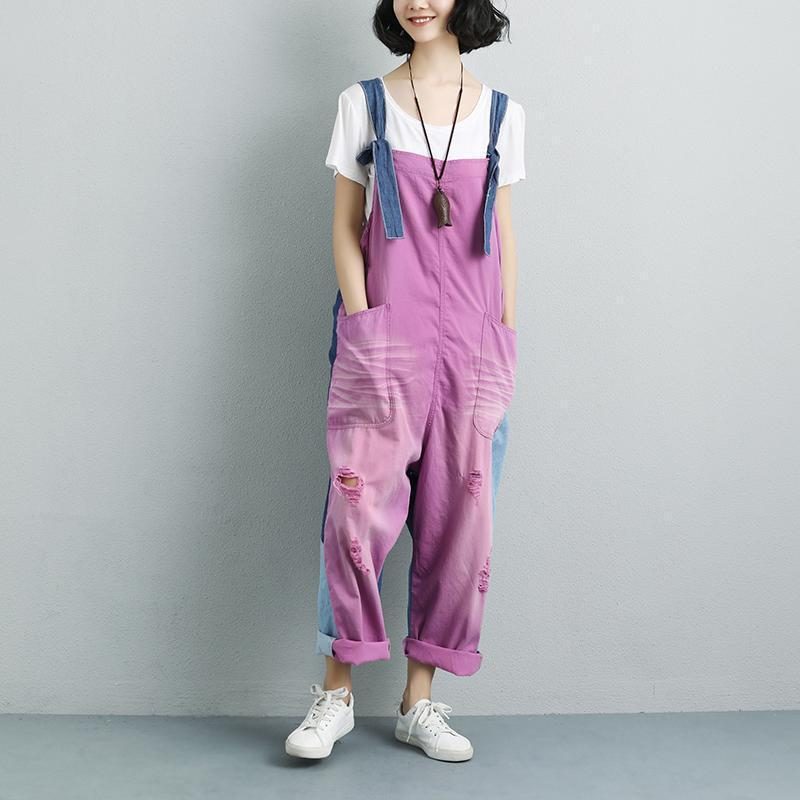 Damen Sommer Taschen Mode Bestickte Overalls