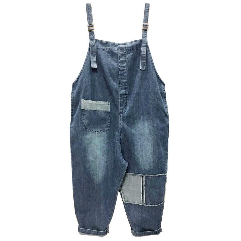 Denim-frauen-loser Patch-stoff-overall