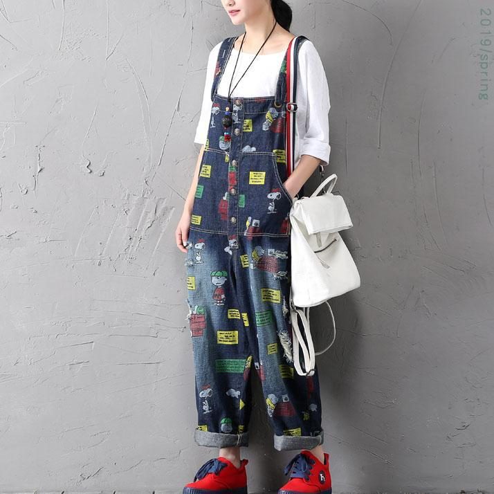 Denim-overall Im Retro-stil Mit Cartoon-print