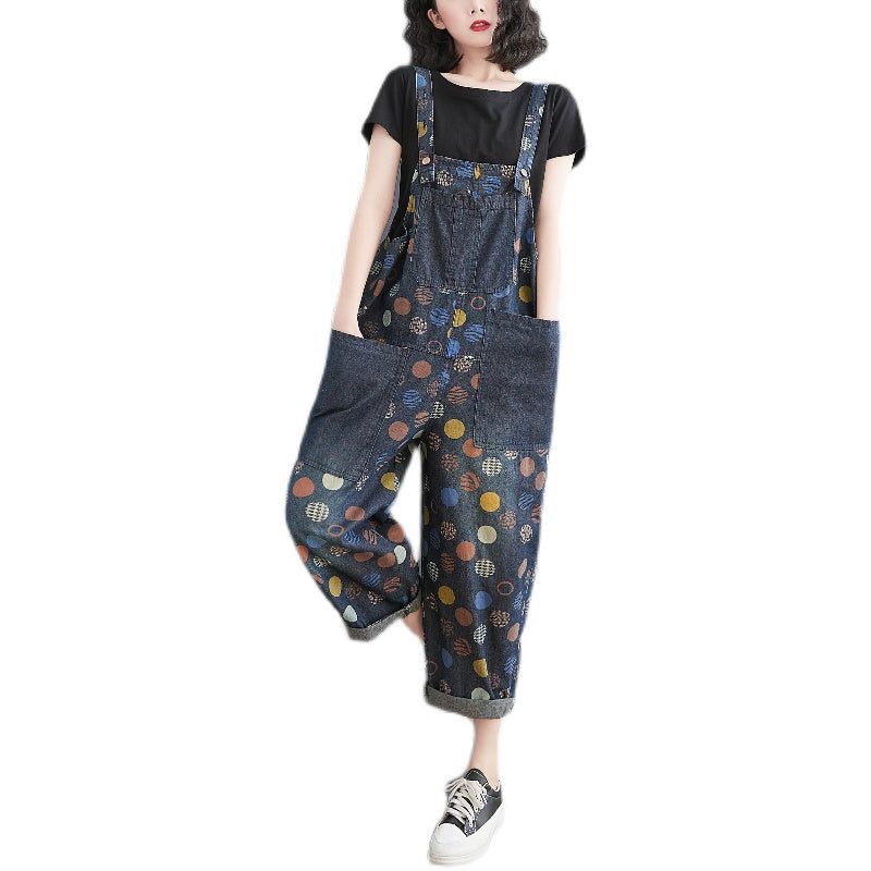 Frauen Frühling Sommer Retro Töpfe Lose Denim Harem Overall