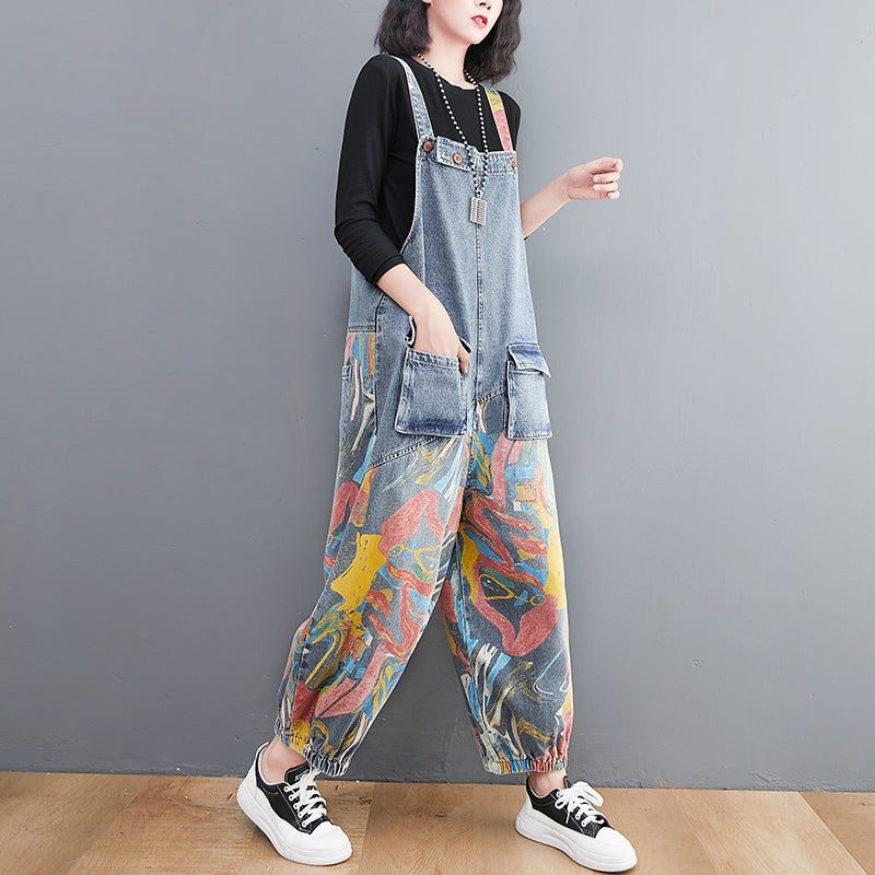 Frauen-frühlings-sommer-loser Baumwolldenim-overall