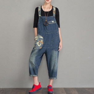 Frühlings-herbst-denim-overall Mit Lockerem Retro-patch