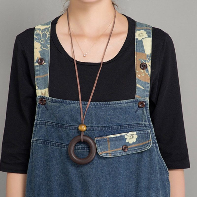 Frühlings-herbst-denim-overall Mit Lockerem Retro-patch