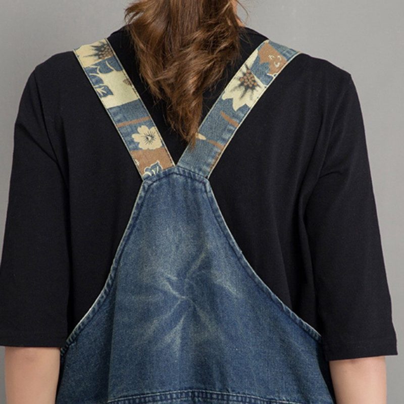 Frühlings-herbst-denim-overall Mit Lockerem Retro-patch