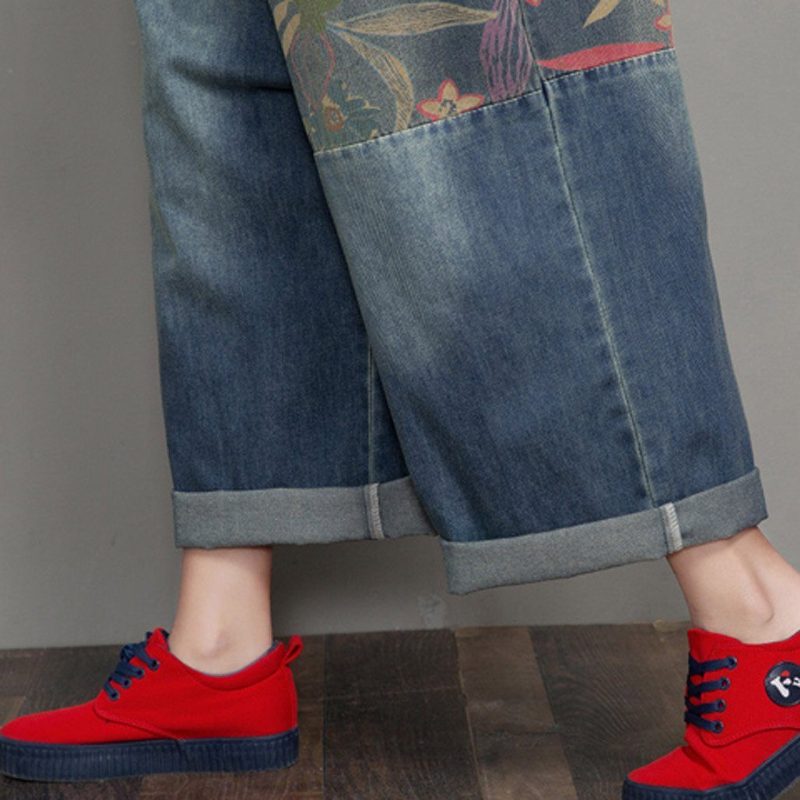 Frühlings Und Herbst-denim Mit Weitem Bein Lockerer Gerader Retro-overall