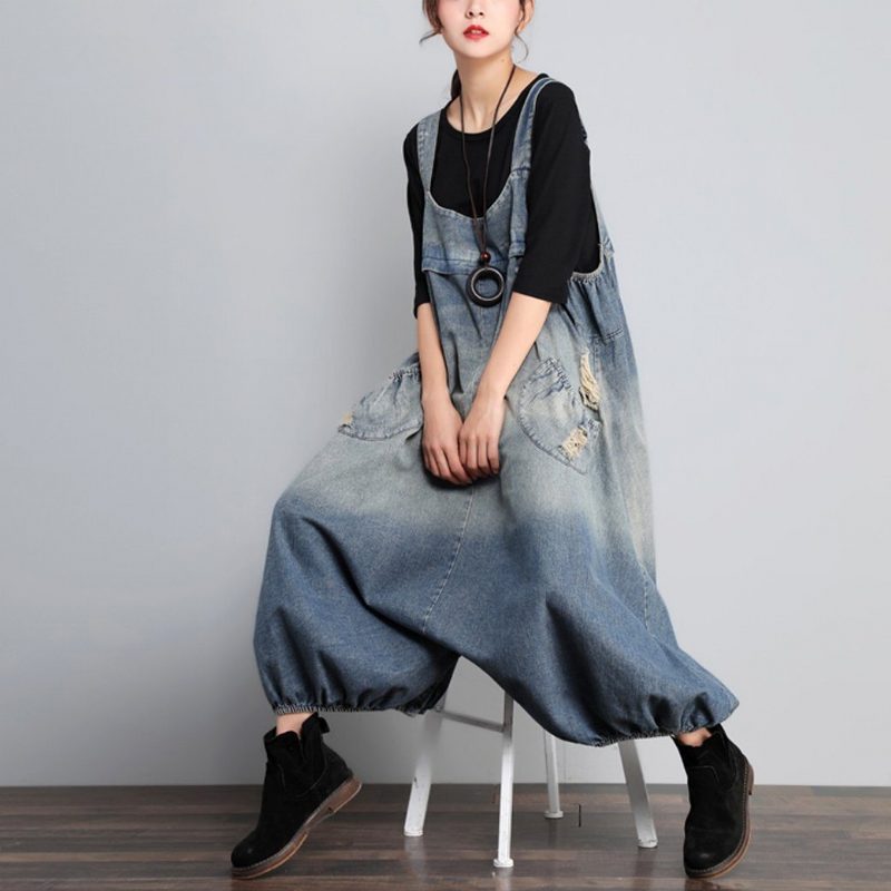 Herbstlicher Vintage-denim-overall In Lockerer Größe