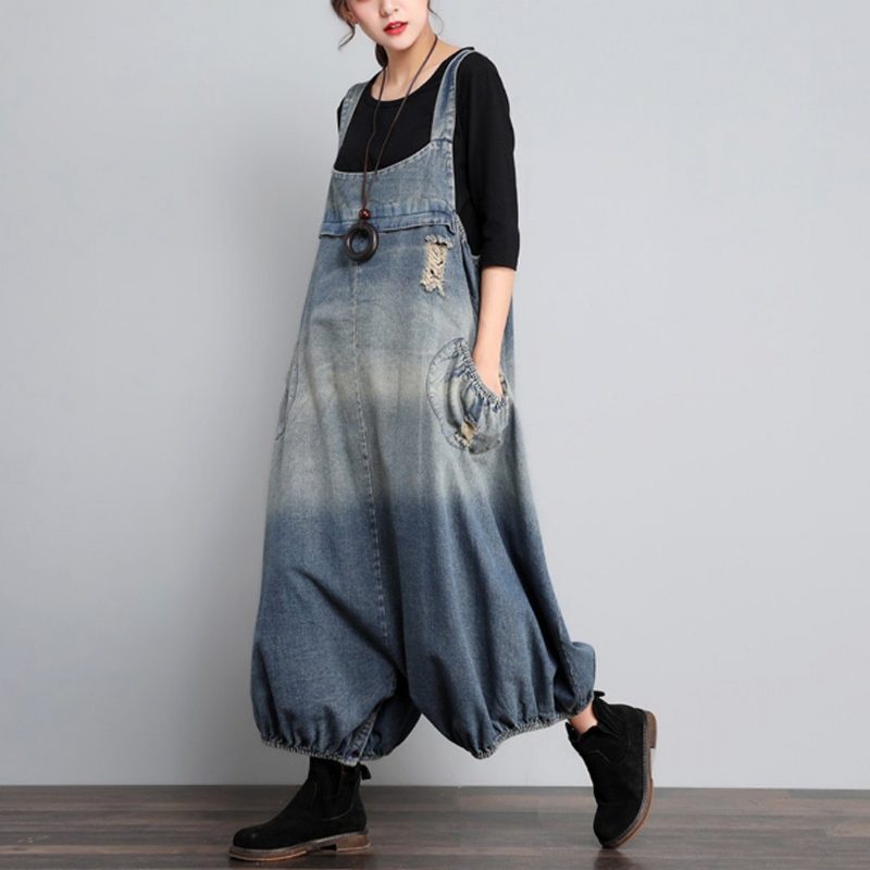 Herbstlicher Vintage-denim-overall In Lockerer Größe