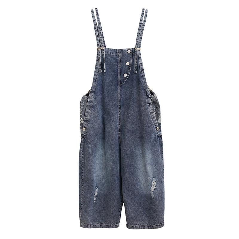 Lockerer Denim-overall Mit Weitem Bein In Übergröße