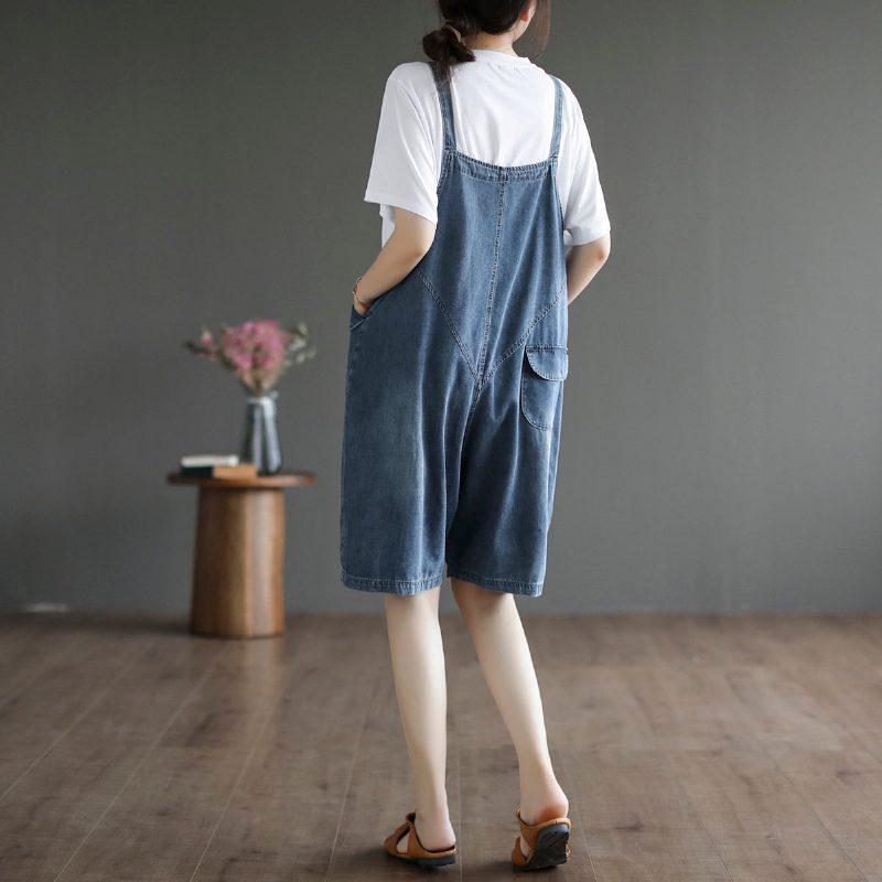 Lockerer Legerer Sommer-jumpsuit Aus Baumwolldenim