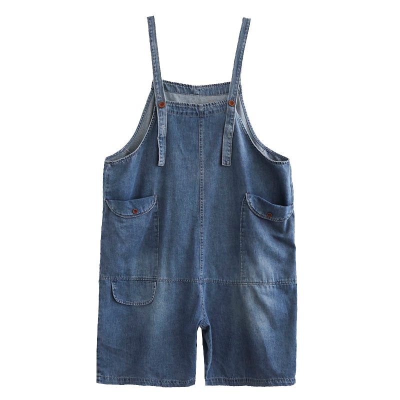 Lockerer Legerer Sommer-jumpsuit Aus Baumwolldenim