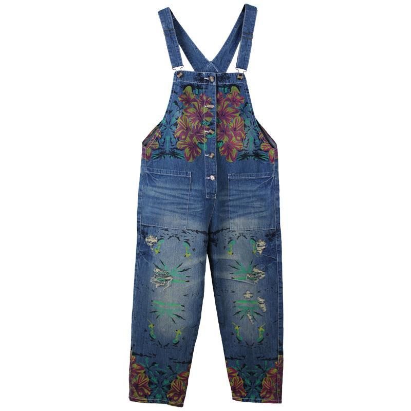 Loser Jeans-frühlings-sommer-loch-overall Mit Retro-druck