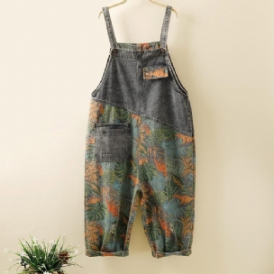 Loser Jumpsuit Aus Bemaltem Denim In Übergröße