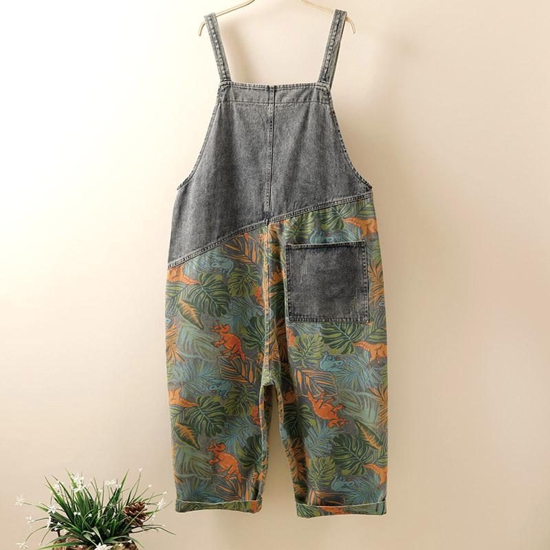 Loser Jumpsuit Aus Bemaltem Denim In Übergröße