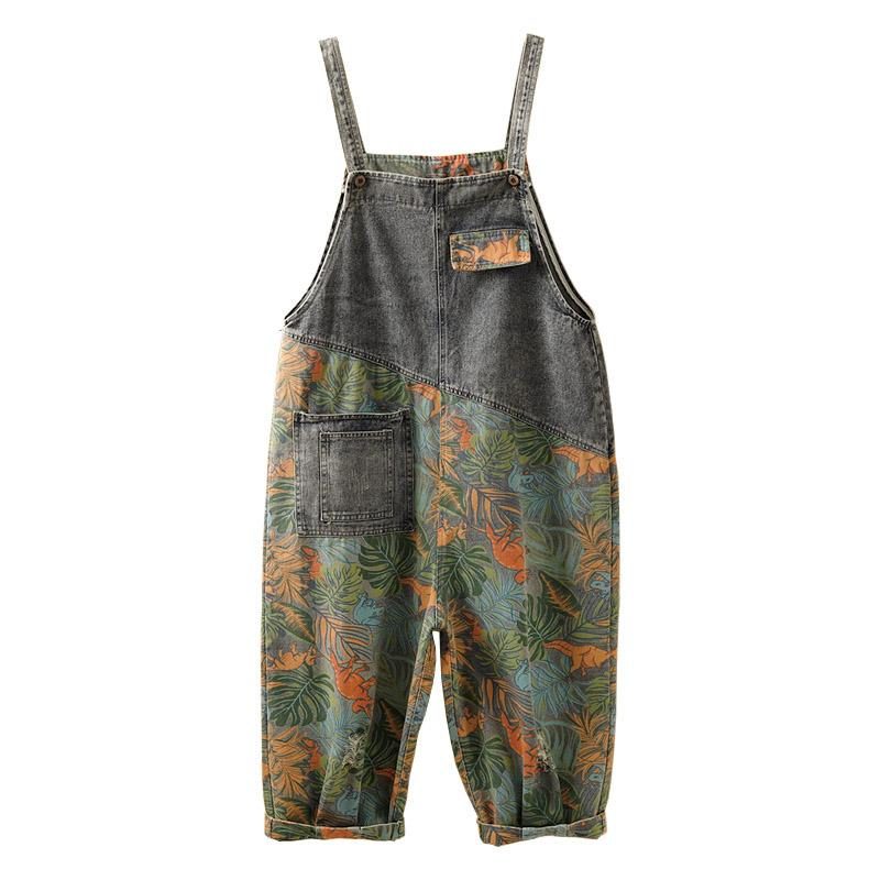 Loser Jumpsuit Aus Bemaltem Denim In Übergröße