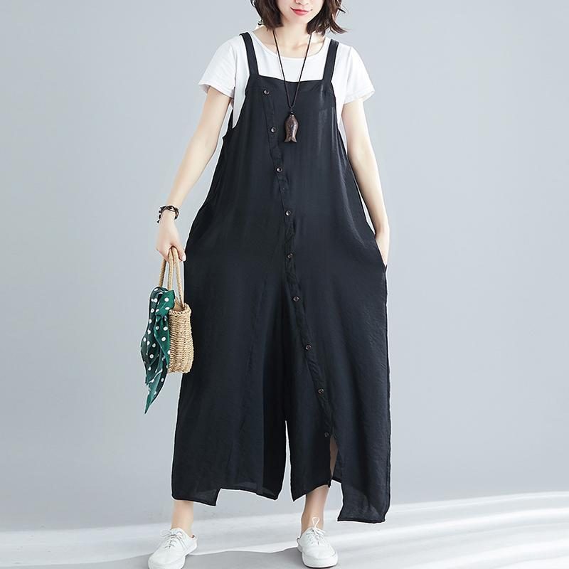 Sommer Solide Single Button Casual Loose Jumpsuits Für Frauen