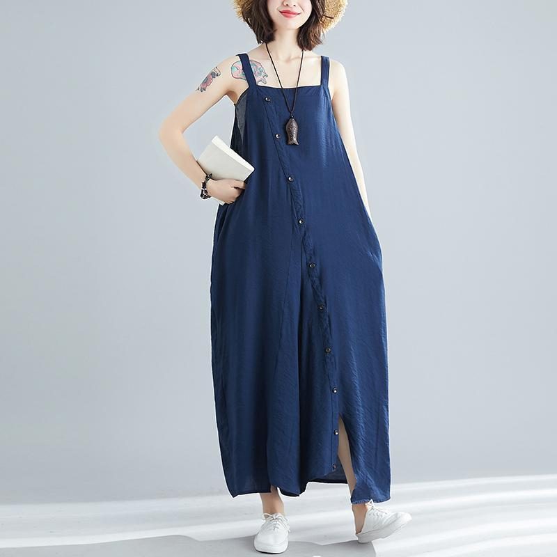 Sommer Solide Single Button Casual Loose Jumpsuits Für Frauen