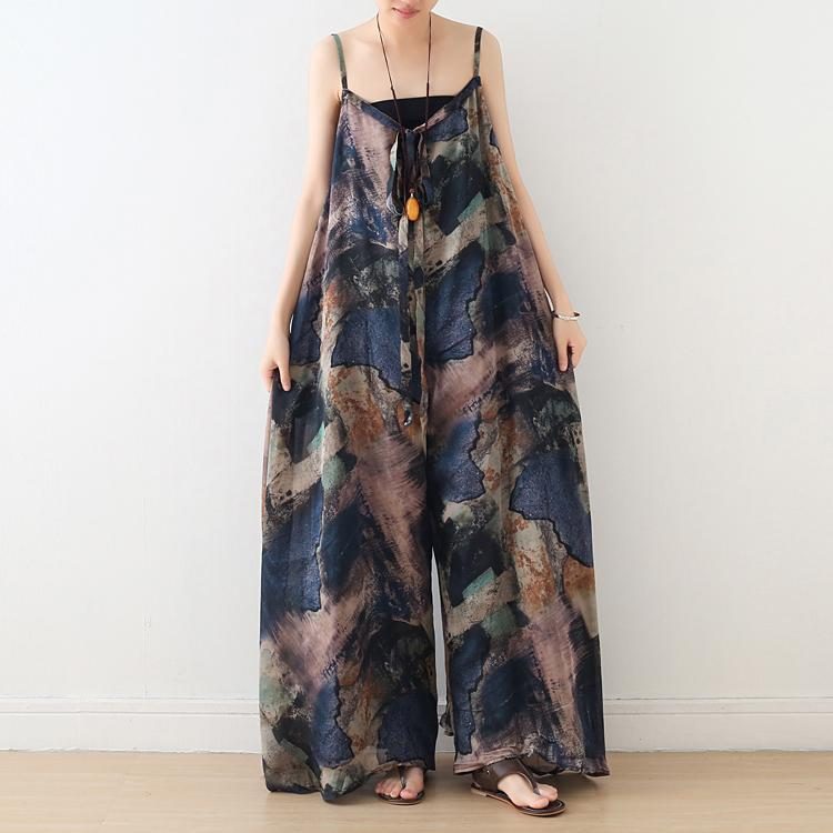 Summer Print Seaside Holiday Loose Strap Jumpsuit