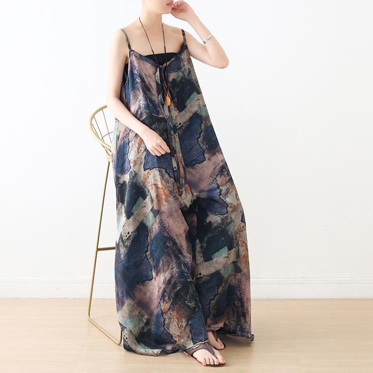 Summer Print Seaside Holiday Loose Strap Jumpsuit