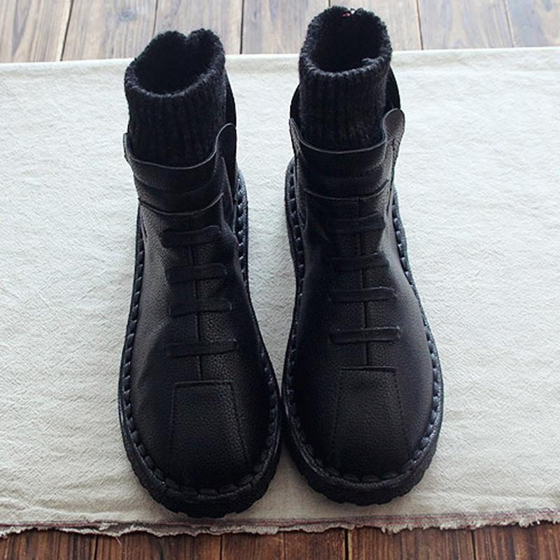 Anti-horizontal Bottom Handmade Art Short Boots