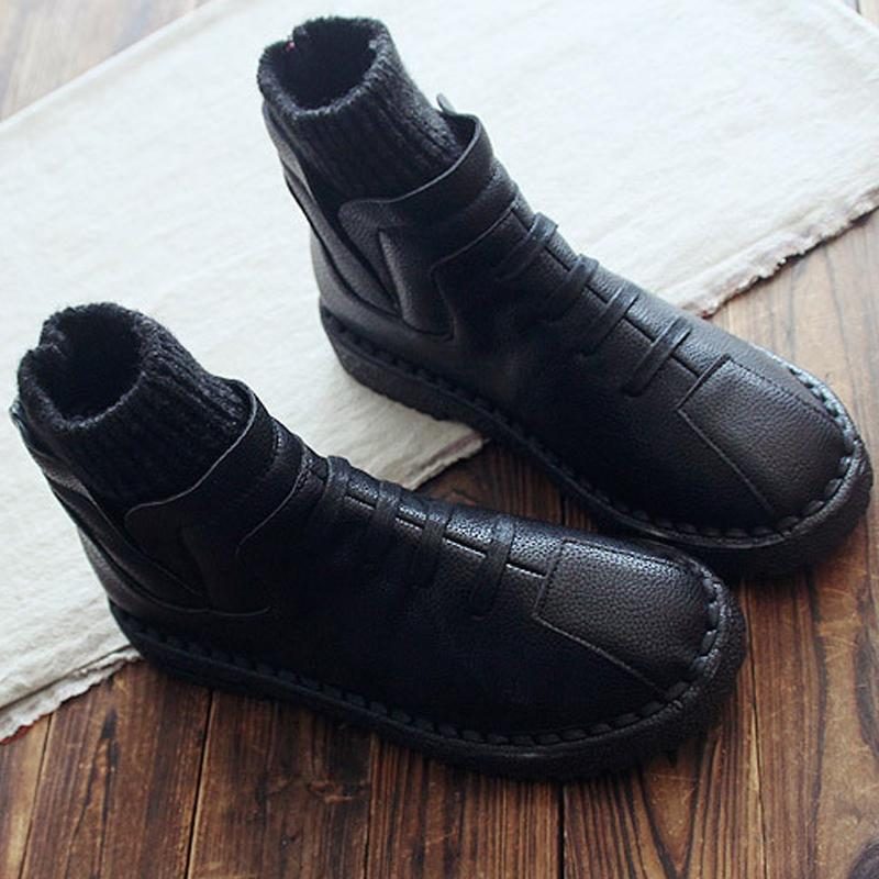 Anti-horizontal Bottom Handmade Art Short Boots