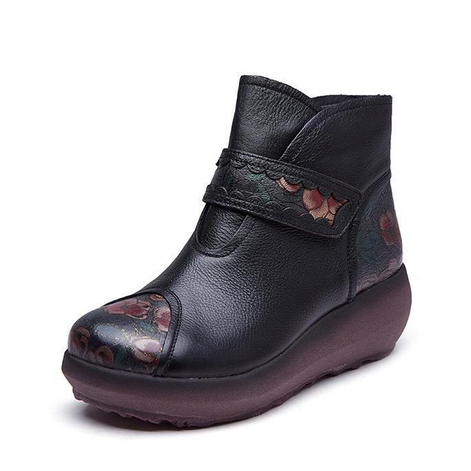 Autumn Wedges Bequeme Ethnische Stiefel