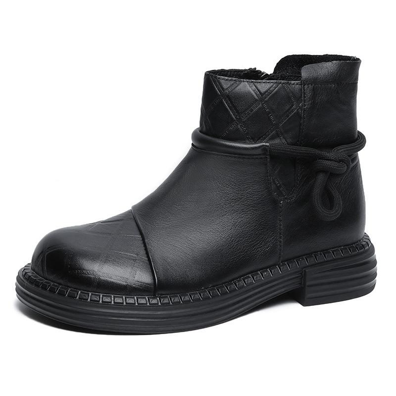 Damen-herbst-winter-retro-beiläufige Lederstiefel