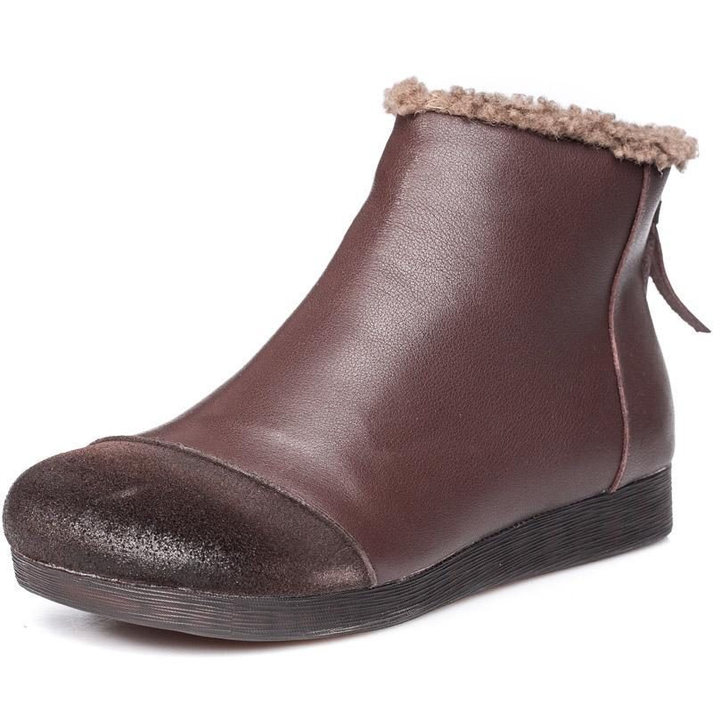 Ethnische Retro Damenstiefel Aus Plüsch