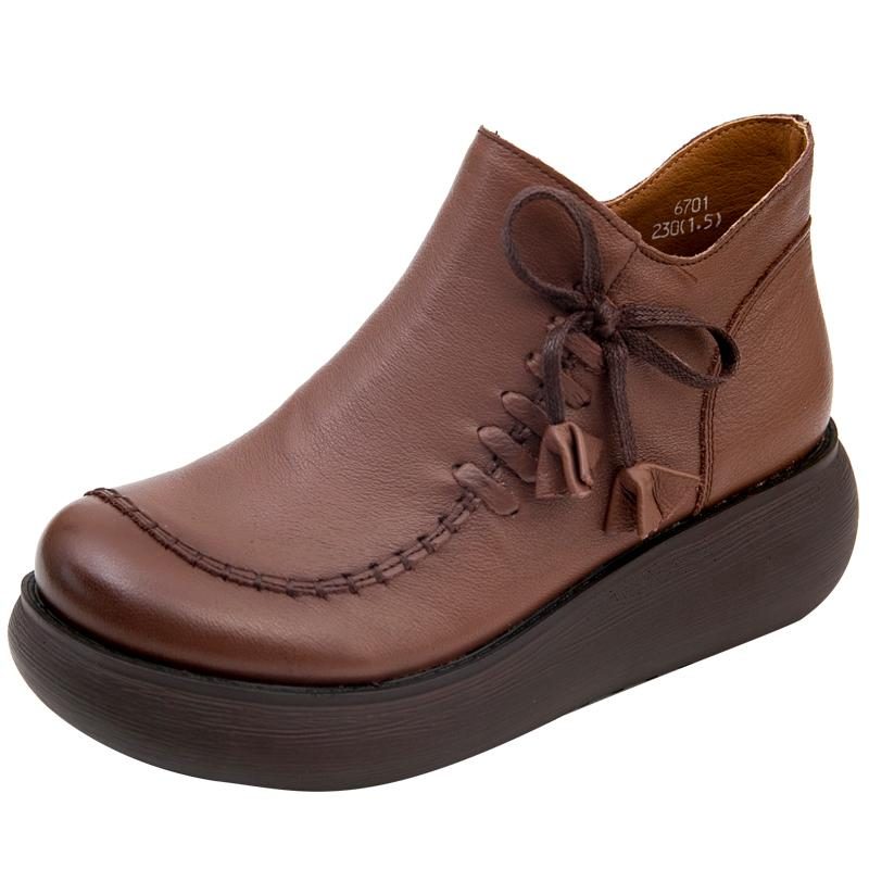 Ethno-stil Plattform Damenschuhe Retro-leder-stiefeletten