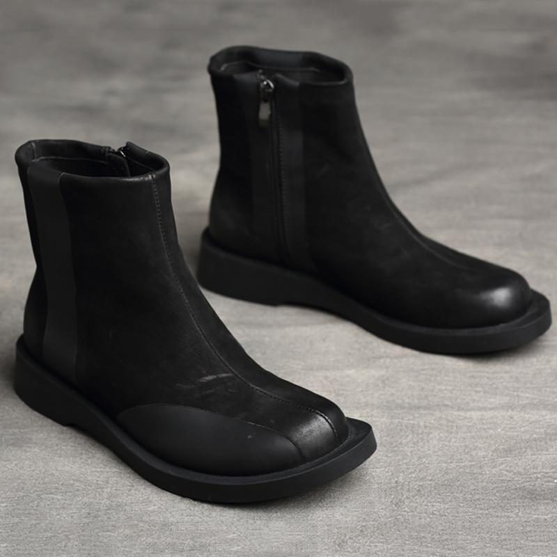 Flache Martin-stiefel Im Retro-stil Mit Niedrigem Absatz