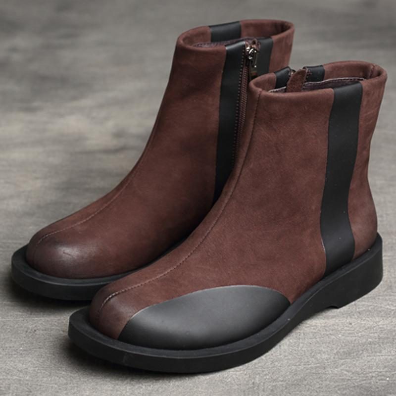 Flache Martin-stiefel Im Retro-stil Mit Niedrigem Absatz