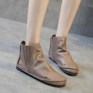 Flache Stiefel Aus Wildem Retro-leder Für Frühling Und Herbst Für Damen