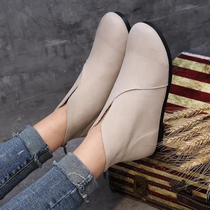 Flat Soft Bottom Casual Retro Literary Fan Single Boots