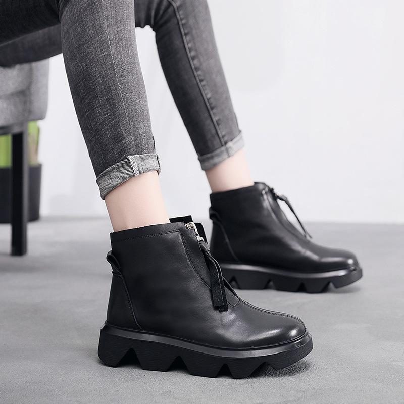 Frauen Frühling Herbst Retro Handgefertigte Lederstiefel