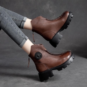 Frauen Retro-leder-keil-einfache Stiefel