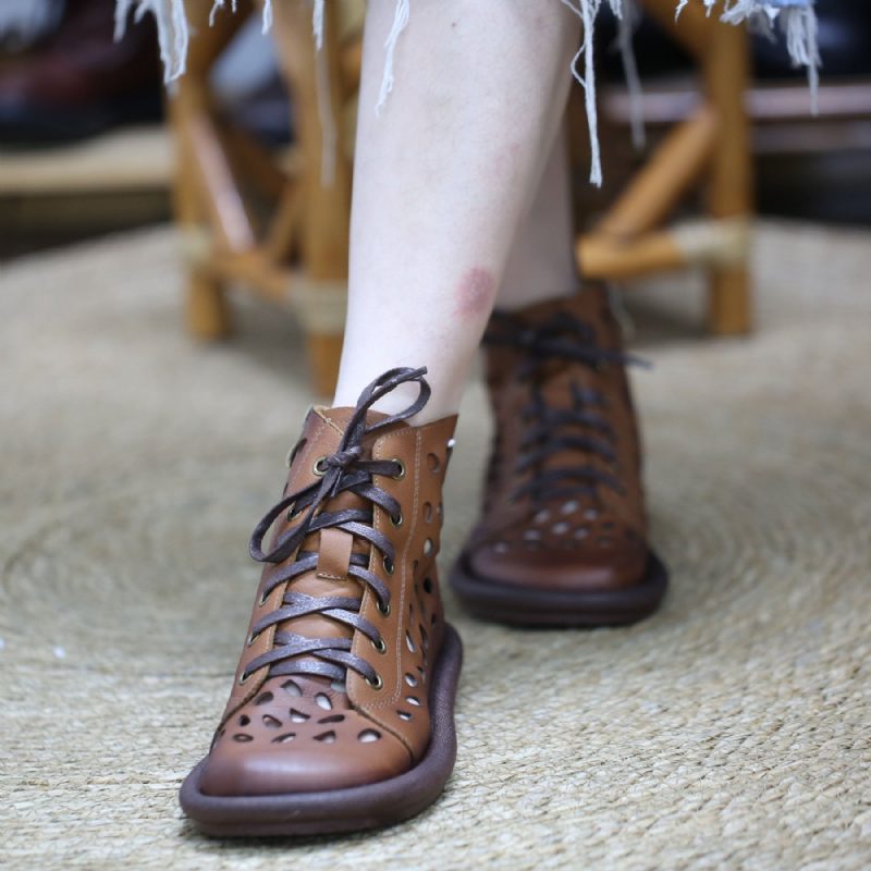 Frauen-sommer-hohle Lederne Beiläufige Sommerstiefel