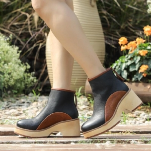 Frauen-weinlese-herbst-dicke Slipsole-stiefel