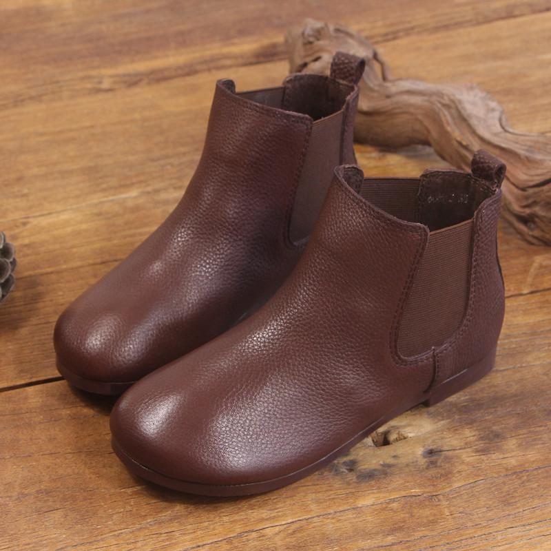 Frühling Handgefertigte Retro-lederstiefel Für Damen 35-41