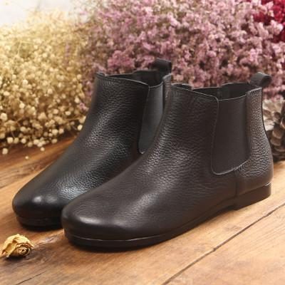 Frühling Handgefertigte Retro-lederstiefel Für Damen 35-41