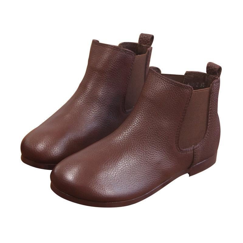 Frühling Handgefertigte Retro-lederstiefel Für Damen 35-41