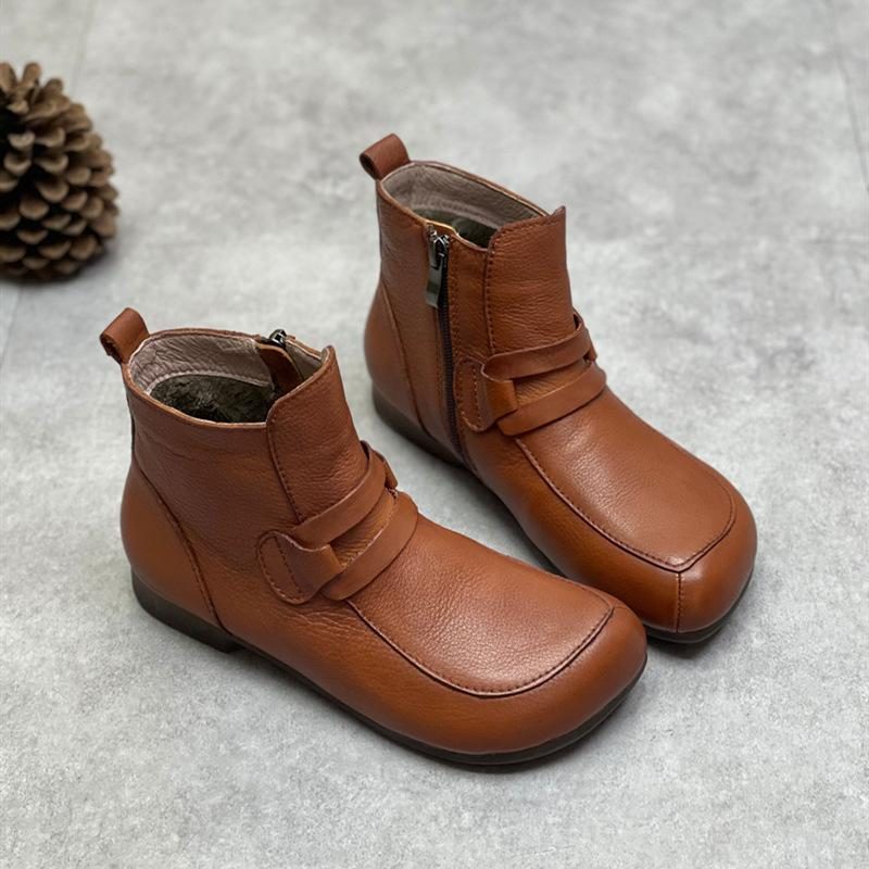 Handgefertigte Freizeitstiefel Aus Weichem Retro-leder Im Winter