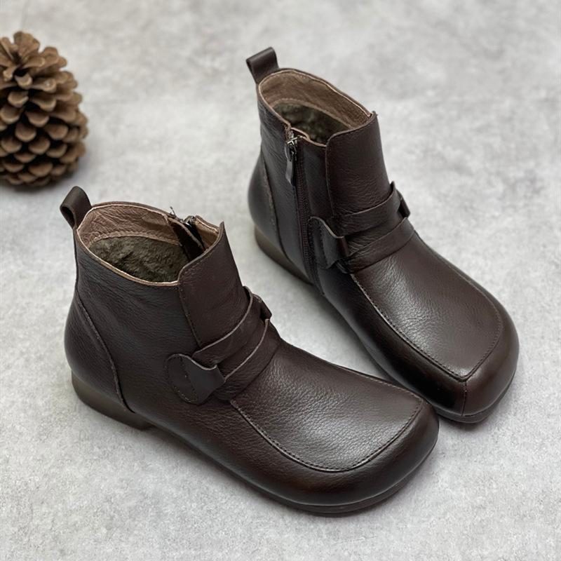 Handgefertigte Freizeitstiefel Aus Weichem Retro-leder Im Winter