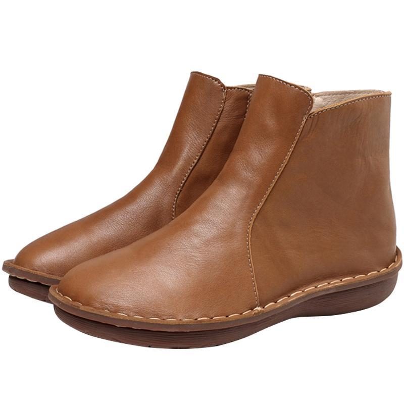 Handgemachte Retro-leder Flache Weiche Haut Chelsea-stiefel Schuhe 35-42