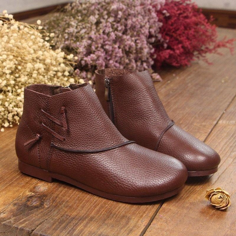 Handgemachte Vintage Lederstiefeletten