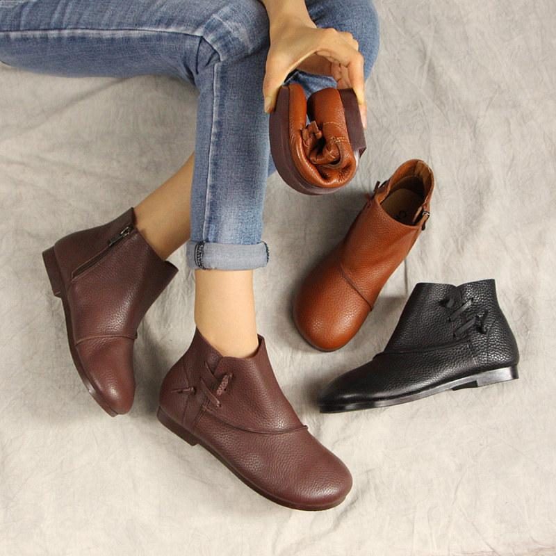 Handgemachte Vintage Lederstiefeletten