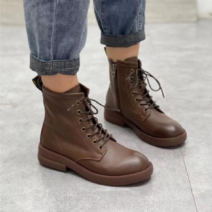 Herbst Vintage Weiche Schnürung Rutschfeste Lederstiefel