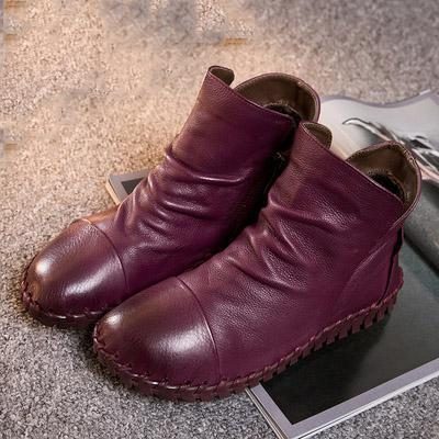 Herbst-winter-beiläufige Flache Leder-damenstiefel