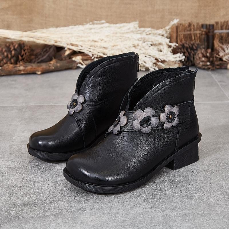 Herbst Winter Leder Handgefertigte Retro Kurze Stiefel