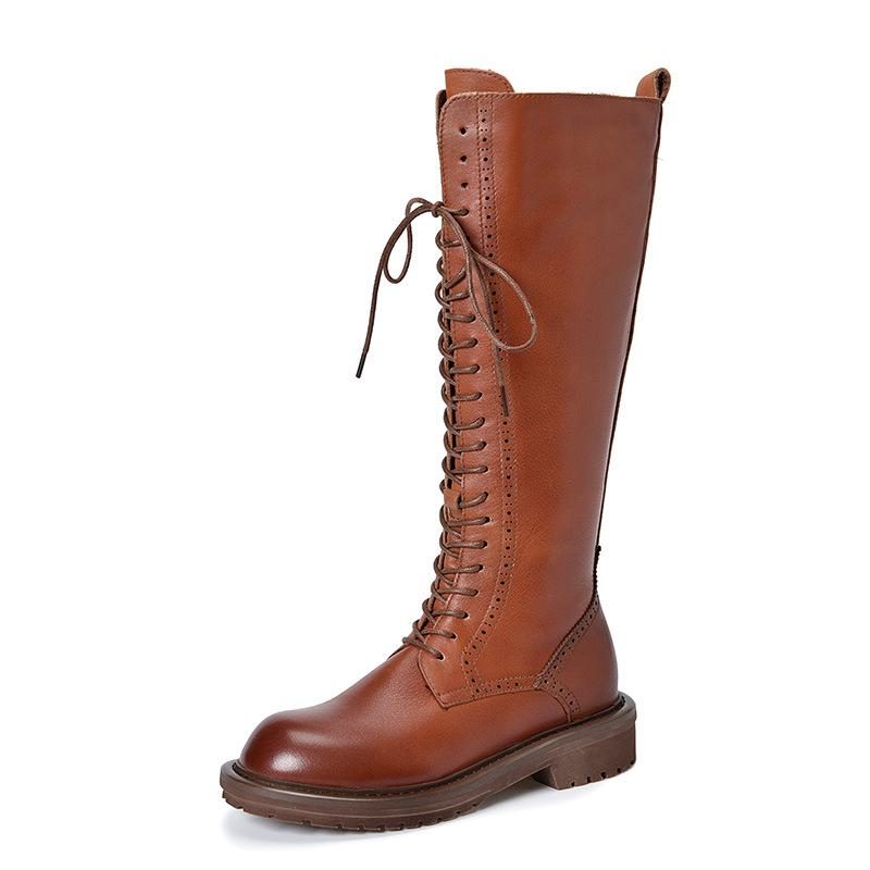 Herbst-winter-leder-retro-schnürstiefel